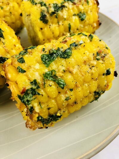 Air Fryer Corn On The Cob With Herb Butter