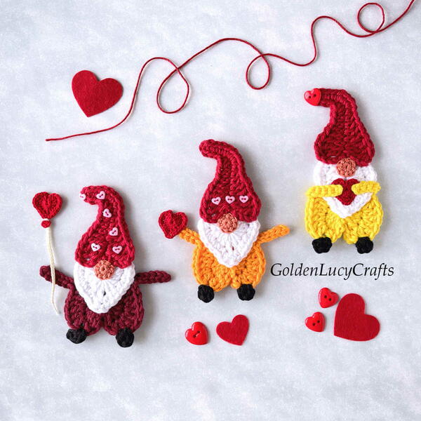 Crochet Valentines Day Gnome Crochet Valentine's Day Gnome