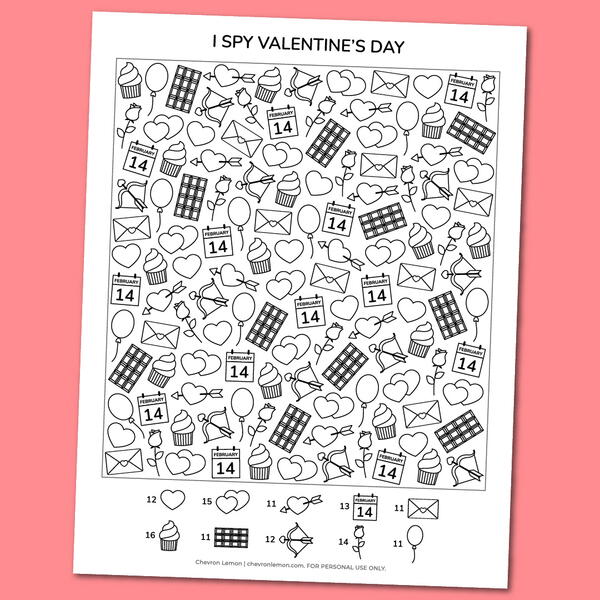 Printable I Spy Valentines Day Printable I Spy Valentine's Day
