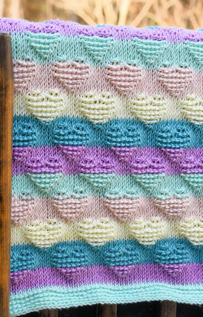 Striped Hearts Baby Blanket
