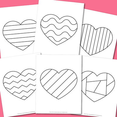 Printable Patterned Hearts Coloring Pages