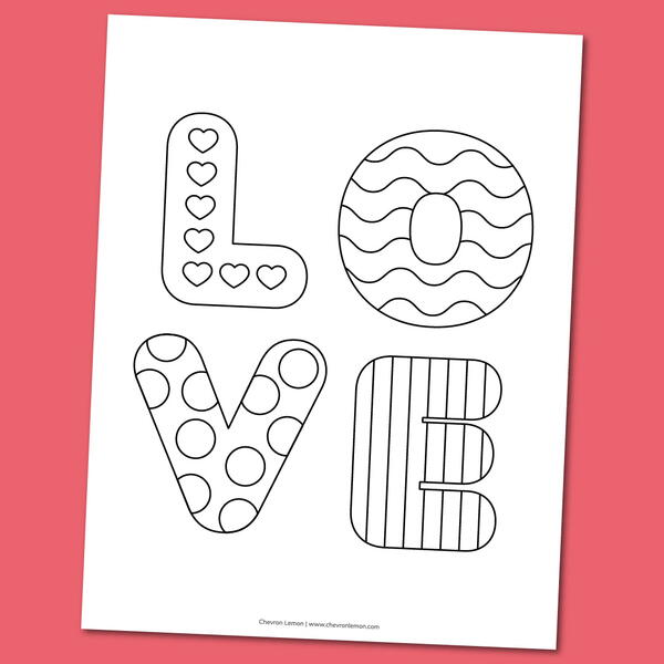 Printable Love Word Coloring Page Printable Love Word Coloring Page