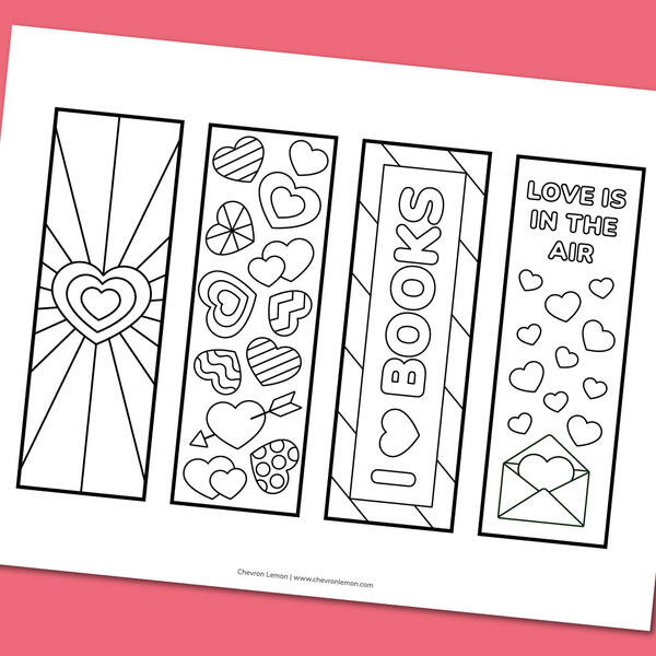 Printable Valentines Day Coloring Bookmarks Printable Valentine's Day Coloring Bookmarks