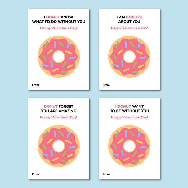 Printable Donut Valentine Cards Printable Donut Valentine Cards