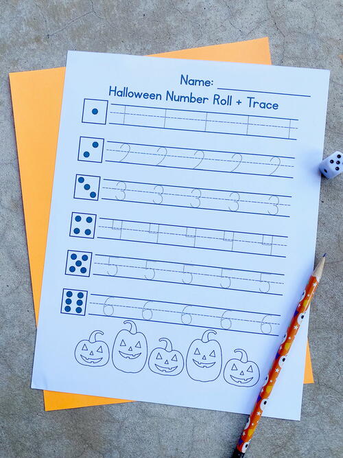 Halloween Number Roll And Trace Halloween Number Roll And Trace