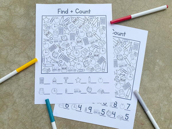 Back To School Find And Count Activity Back To School Find And Count Activity
