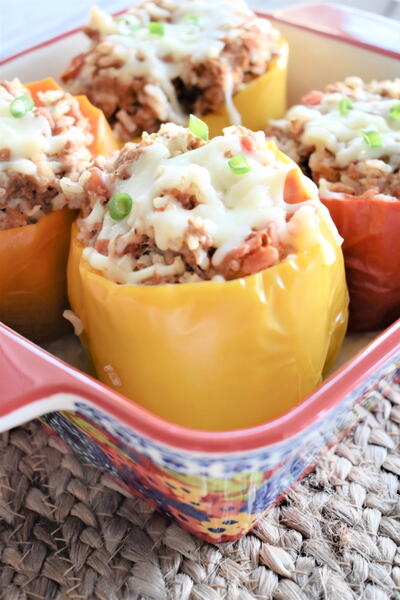 Slow Cooker Ground Turkey Stuffed Peppers