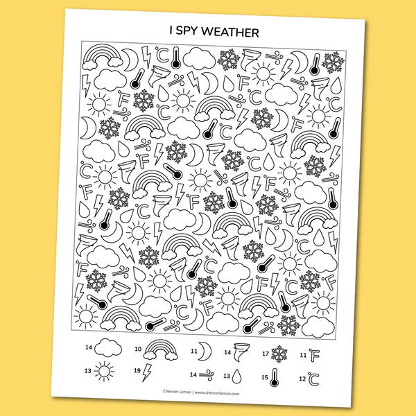 Printable I Spy Weather Printable I Spy Weather