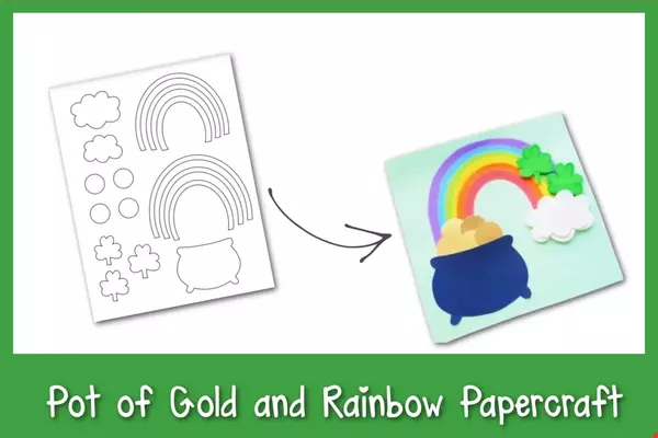 Pot Of Gold And Rainbow Papercraft Pot Of Gold And Rainbow Papercraft