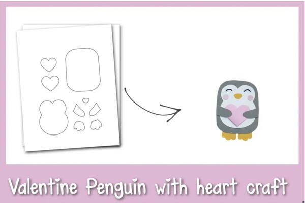 Valentine Penguin With Heart Craft Valentine Penguin With Heart Craft