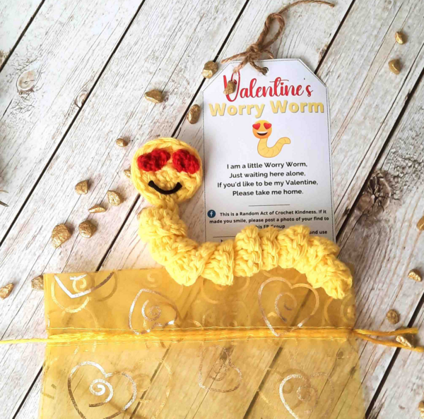 Valentines Worry Worm Crochet Pattern Valentine's Worry Worm Crochet Pattern