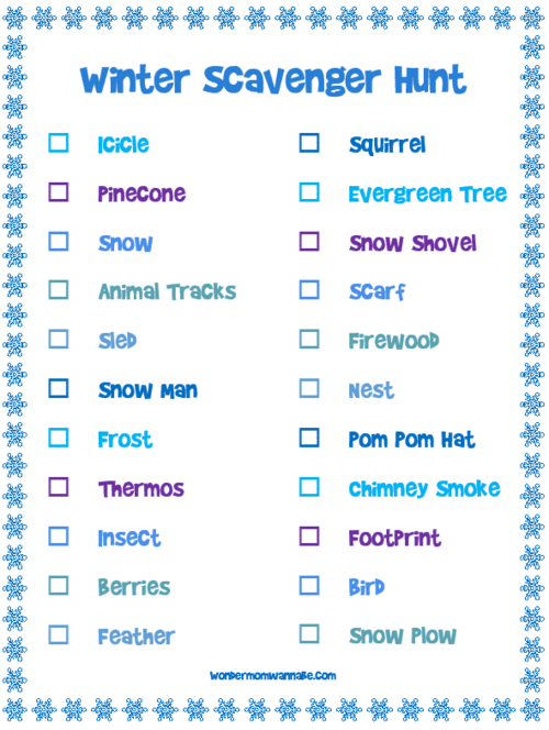 Printable Winter Scavenger Hunt Printable Winter Scavenger Hunt