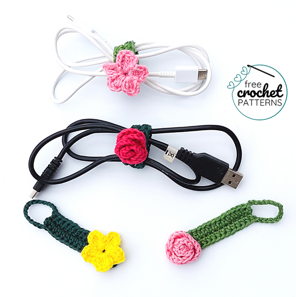 Flower Cable Organizer Free Crochet Pattern Flower Cable Organizer Free Crochet Pattern