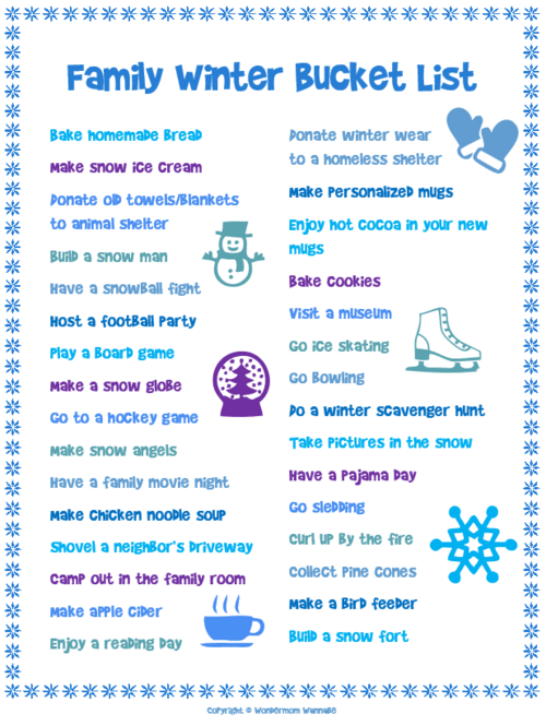 Family Winter Bucket List Ideas Family Winter Bucket List Ideas