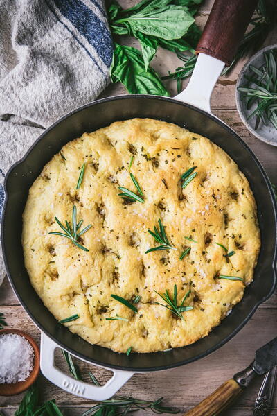 No-knead Cast Iron Focaccia No-knead Cast Iron Focaccia