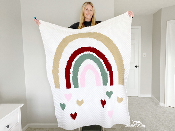 C2c Falling Hearts Rainbow Blanket