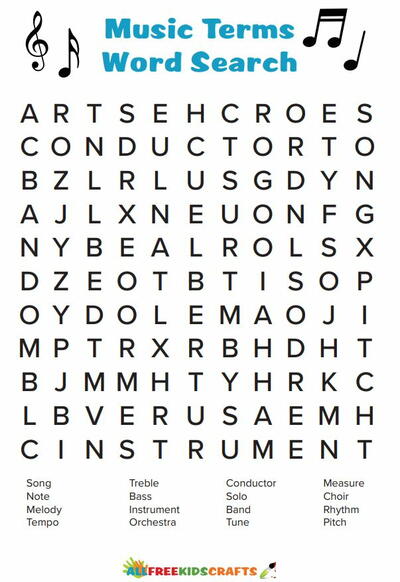Music Word Search Printable Music Word Search Printable