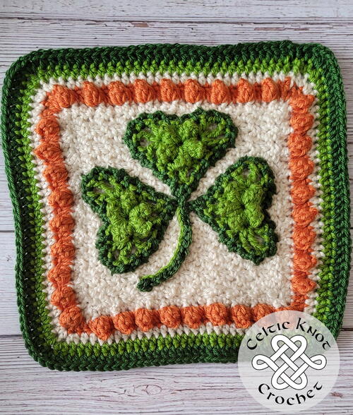Crochet Shamrock Square Crochet Shamrock Square