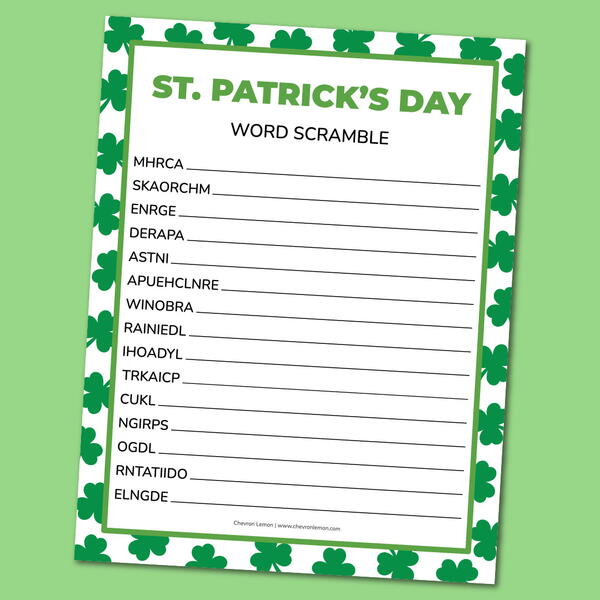 Printable St Patricks Day Word Scramble Printable St. Patrick's Day Word Scramble