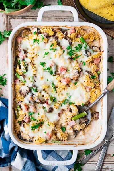 Dump And Bake Ham And Asparagus Casserole