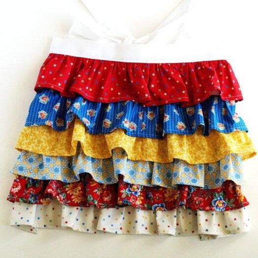 Patriotic Summer Ruffles Apron Set Patriotic Summer Ruffles Apron Set