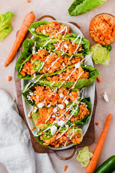 Buffalo Cauliflower Chicken Lettuce Wraps Buffalo Cauliflower Chicken Lettuce Wraps