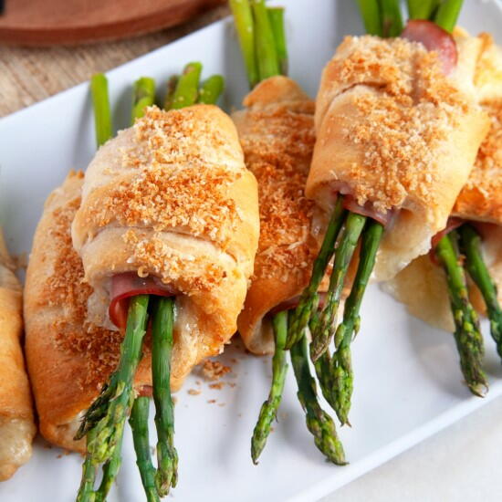 Ham And Cheese Crescent Rolls With Asparagus