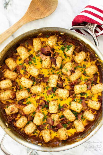 BBQ Chicken Tater Tot Skillet Casserole BBQ Chicken Tater Tot Skillet Casserole