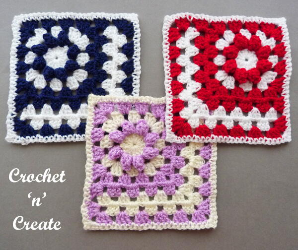 Crochet Mitered Popcorn Motif Crochet Mitered Popcorn Motif