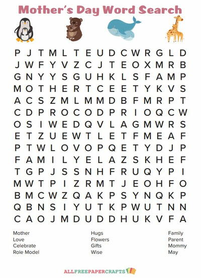 Mother's Day Word Search PDF
