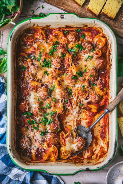 Dump-and-bake Tortellini And Meatballs Dump-and-bake Tortellini And Meatballs