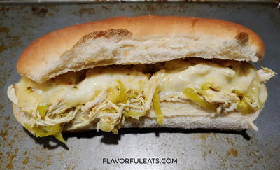 Slow Cooker Chicken Pepperoncini Cheesesteaks