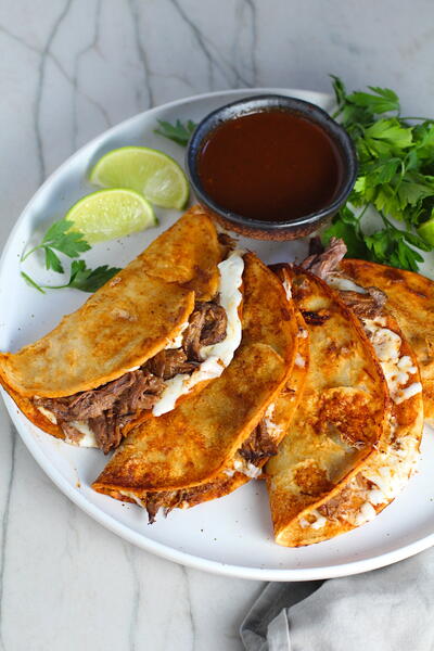 Easy Birria Tacos With Consomme In The Slow Cooker