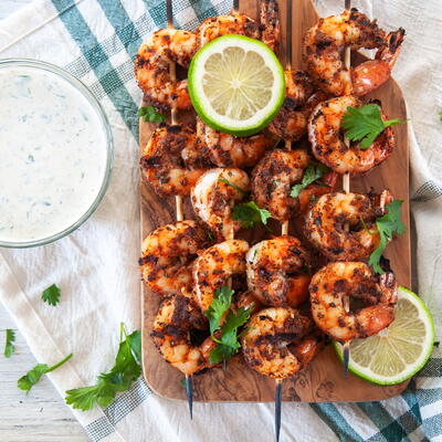 Grilled Blackened Shrimp With Cilantro Lime Sauce
