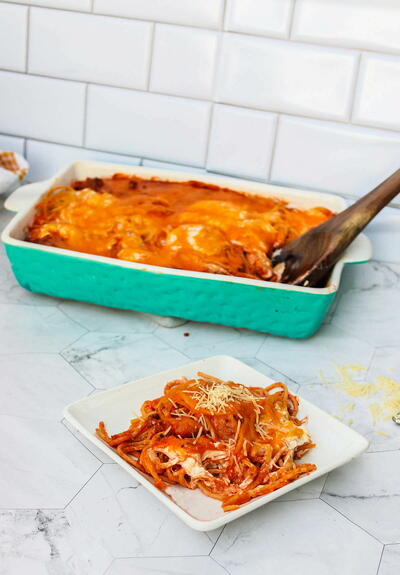Cheesy Baked Spaghetti Cheesy Baked Spaghetti