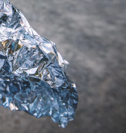 Image shows a piece of crumpled aluminum foil.