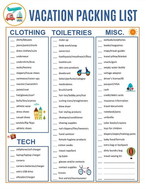 Free Printable Vacation Packing List Free Printable Vacation Packing List