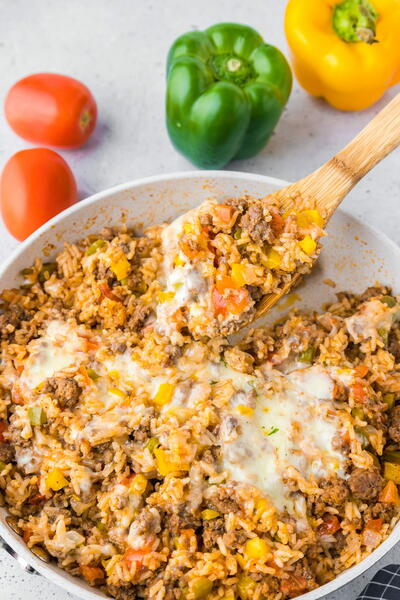 Cheesy Unstuffed Pepper Skillet one Pan Cheesy Unstuffed Pepper Skillet (one Pan!)