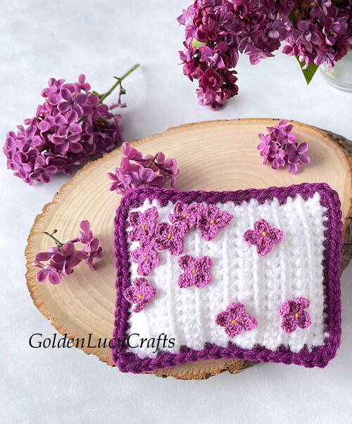 Crochet Lilac Mini Pillow Crochet Lilac Mini Pillow