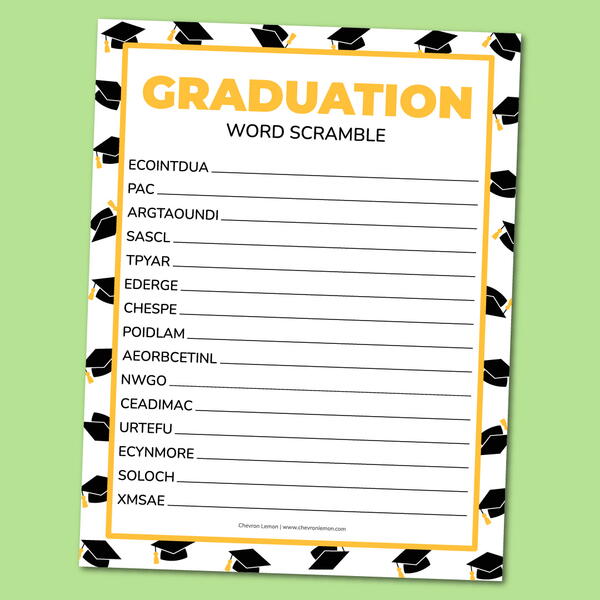 Printable Graduation Word Scramble Printable Graduation Word Scramble