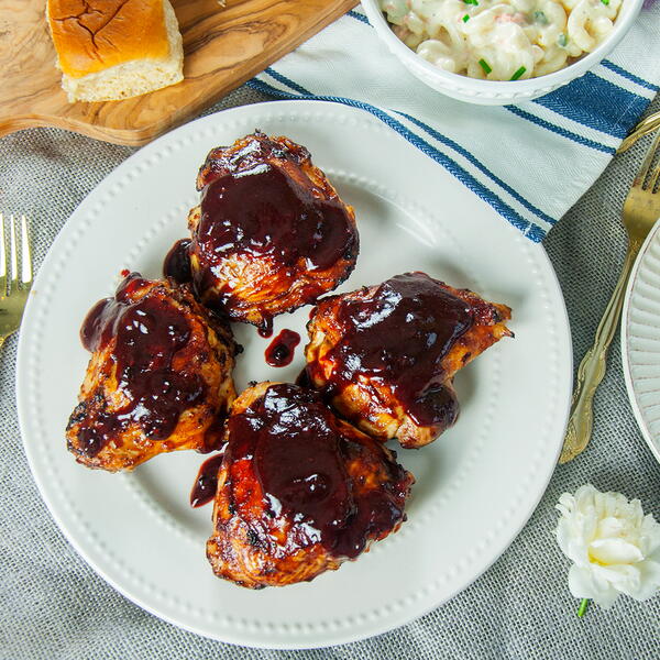 Blackberry Homemade Bbq Sauce Recipe On Grilled Chicken Thighs Blackberry Homemade Bbq Sauce Recipe On Grilled Chicken Thighs