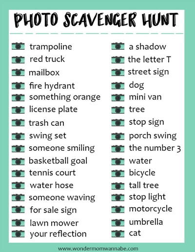 Free Printable Photo Scavenger Hunt
