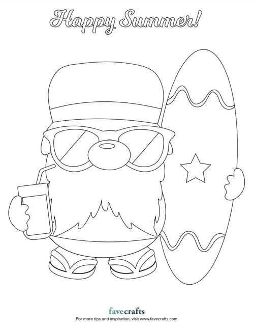 Summer Gnome Coloring Page Summer Gnome Coloring Page