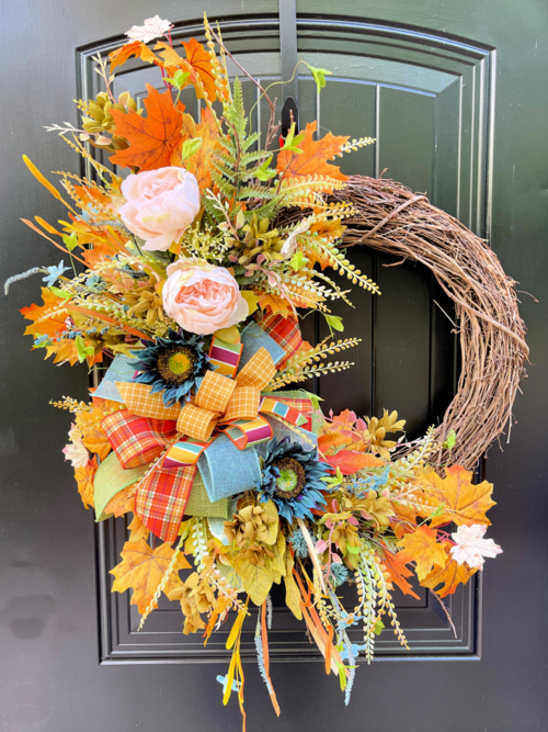 How To Make A Fall Wreath With Blue Sunflowers How To Make A Fall Wreath With Blue Sunflowers