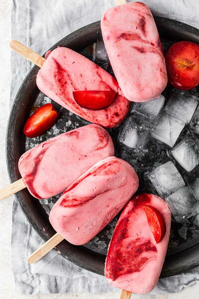 Roasted Plum Ice Cream Popsicles Roasted Plum Ice Cream Popsicles