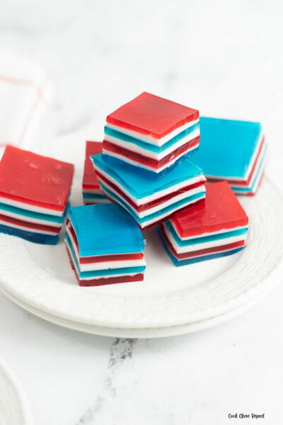 Red White Blue Jello Ribbon Salad Red White & Blue Jello Ribbon Salad