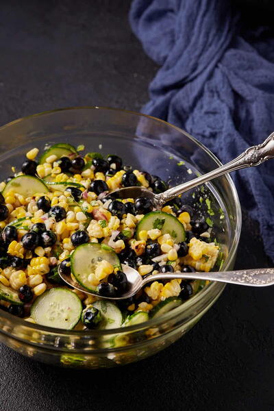 Grilled Corn And Blueberry Salad