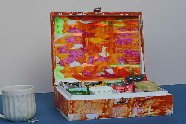 Abstract Painted Tea Organiser Abstract Painted Tea Organiser