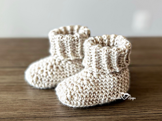 Ribbed Cuff Baby Booties Ribbed Cuff Baby Booties