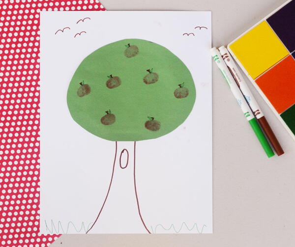 Fingerprint Apple Tree Craft Fingerprint Apple Tree Craft
